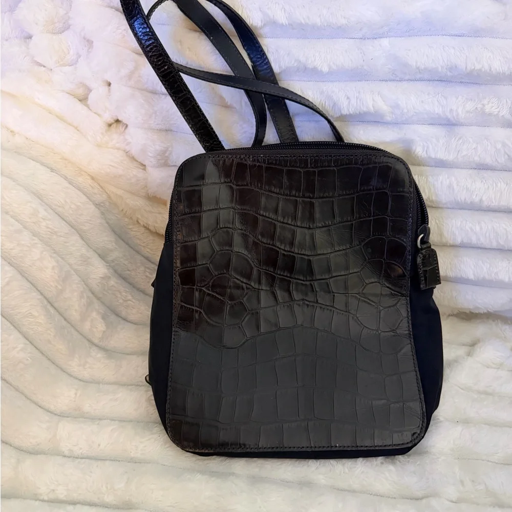 RARE ARCHIVAL Prada Tessuto Nylon & Croc Embossed mini backpack